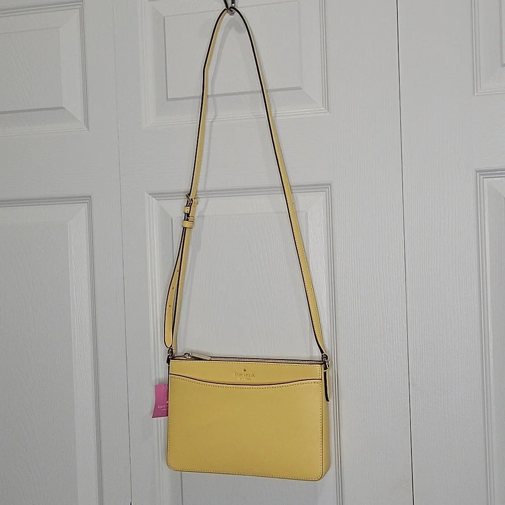 Kate Spade Butter Yellow Crossbody Bag with Minimalist Design NWT